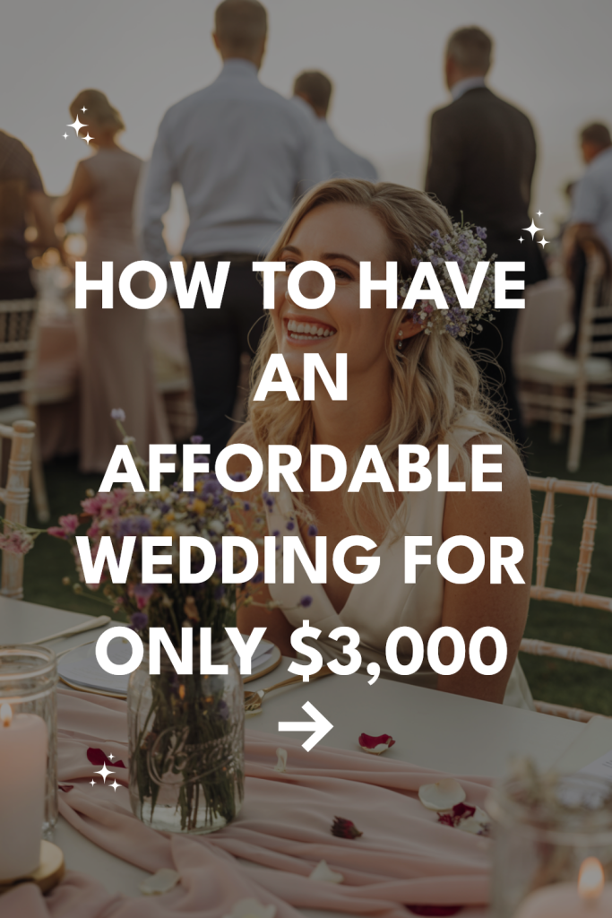 Joyful bride at affordable wedding celebration. Discover tips for a $3,000 budget-friendly ceremony.