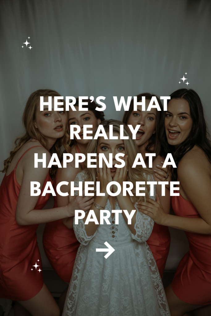 Joyful bachelorette party celebration with the bride and friends in vibrant dresses.