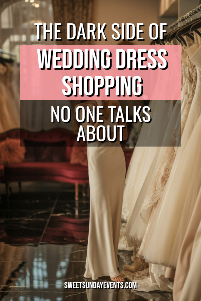 Elegant bridal boutique featuring stunning wedding dresses and a serene model in minimalist gown.