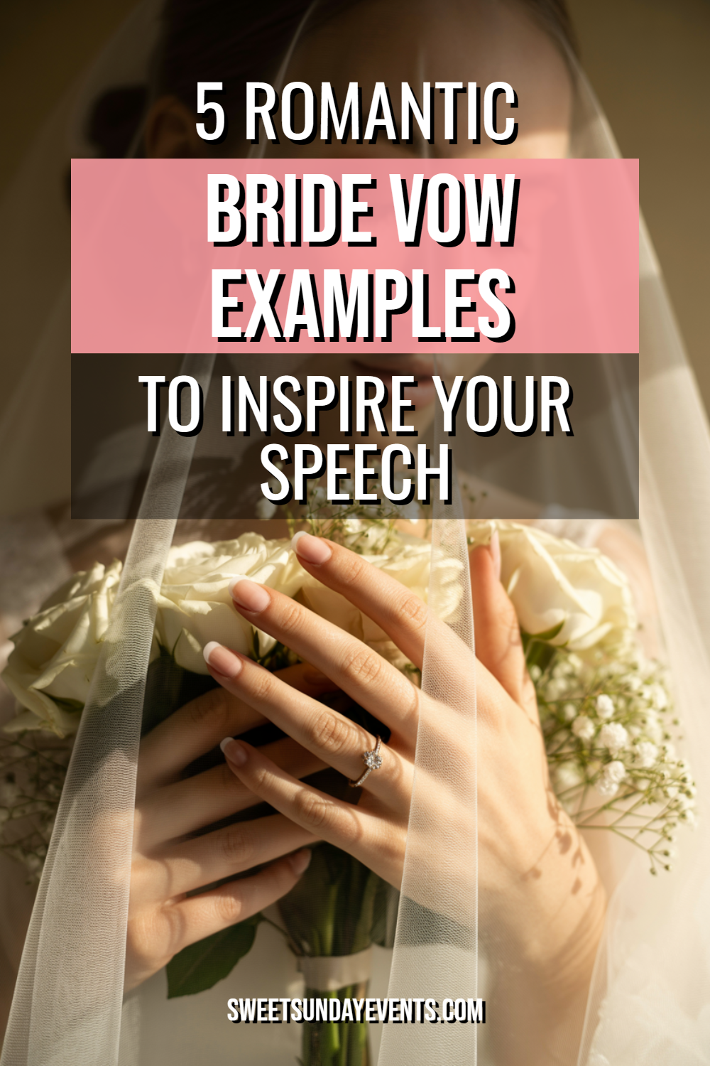 Bride holding a stunning white rose bouquet, adorned with a veil, radiating romantic elegance.