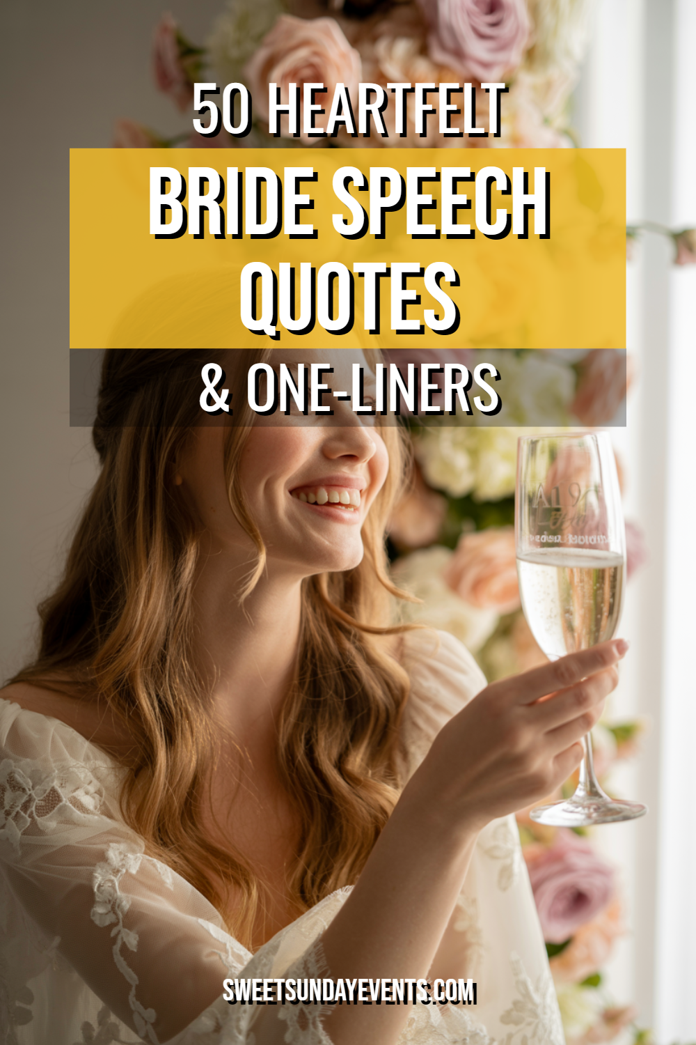 Joyful bride toasting with champagne at her wedding celebration, radiating happiness and love.