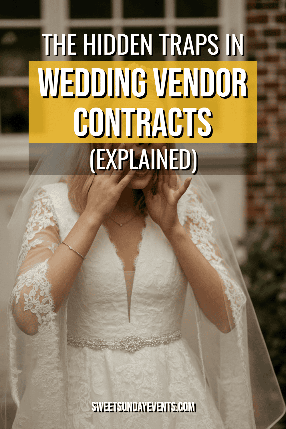 Bridal wedding gown details with lace, highlighting vendor contract tips for a perfect wedding.