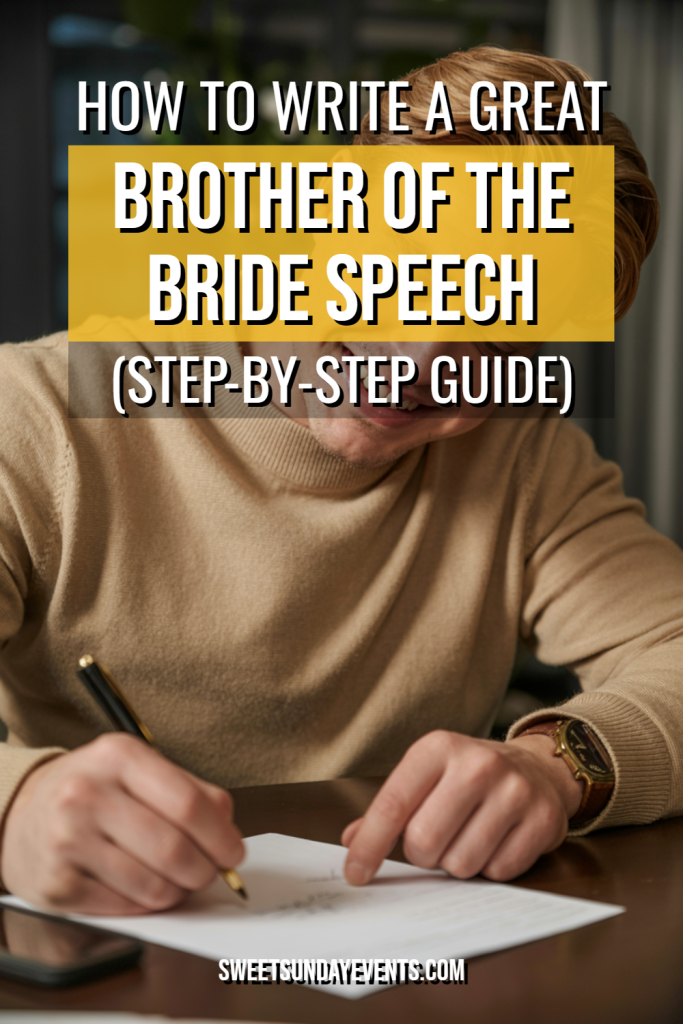 Young man writing a heartfelt brother of the bride speech in a cozy setting.