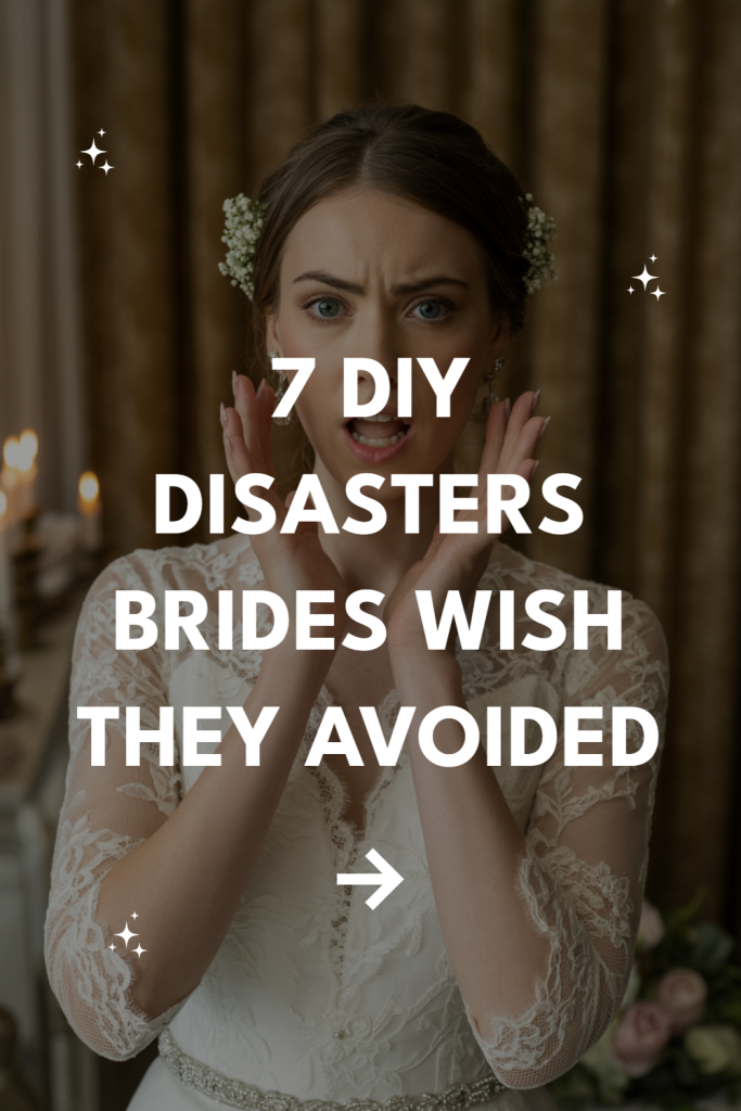 Bride in distress highlighting DIY wedding disasters and tips for avoiding mishaps.