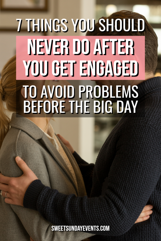 Couple celebrating engagement in cozy setting with tips on what not to do.