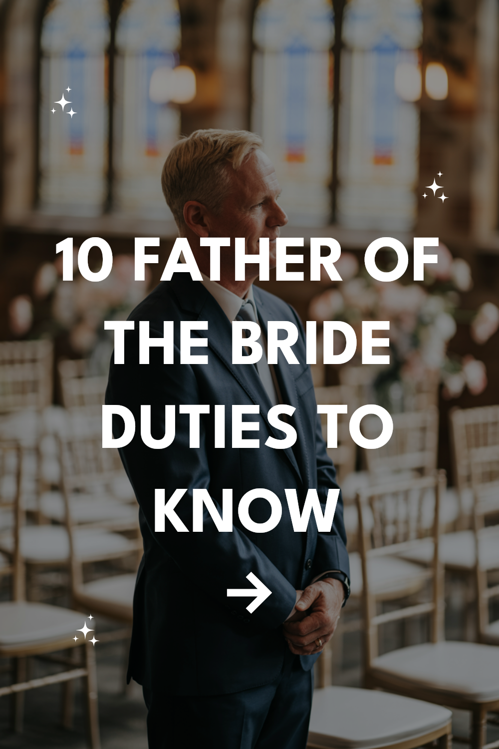 Father of the Bride duties at a wedding with elegant venue and floral decor.