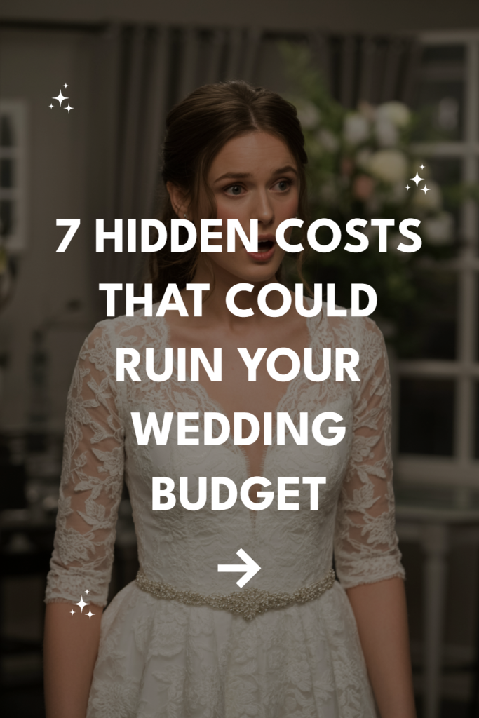 Woman in wedding dress highlights hidden costs that can impact your wedding budget.