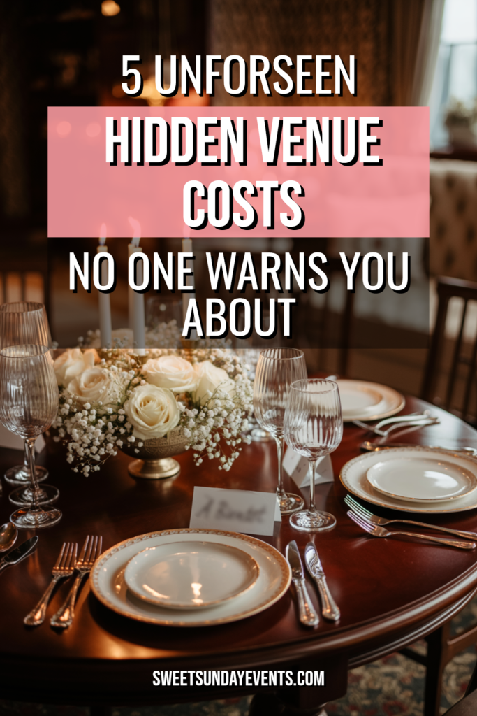 Elegant dining table setup highlights hidden venue costs for weddings and special events.
