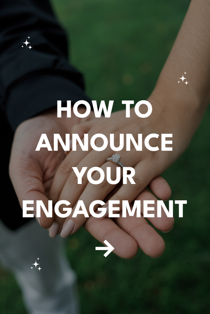 Engaged couple’s hands with a sparkling ring, perfect for announcing your engagement joyfully.