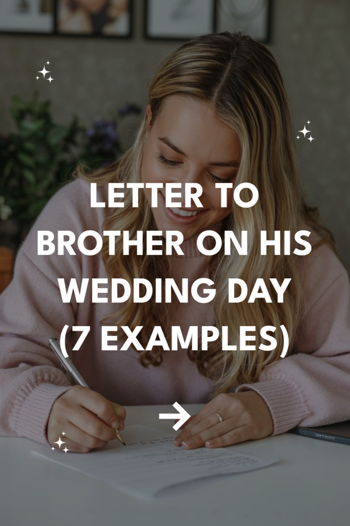Young woman writing heartfelt letter to brother on his wedding day in cozy setting.