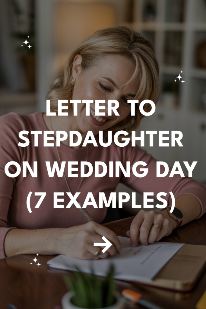 Warm letter to stepdaughter on wedding day, celebrating love and family connection.