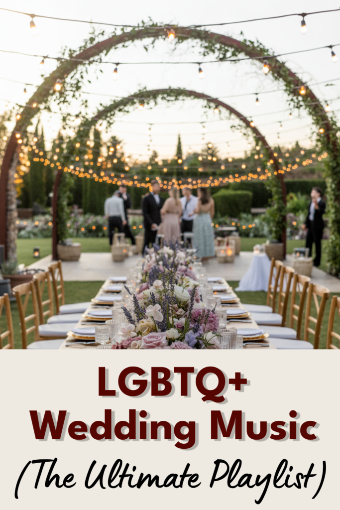 Charming outdoor wedding setup with vibrant flowers, elegant decor, and inclusive celebration ambiance.