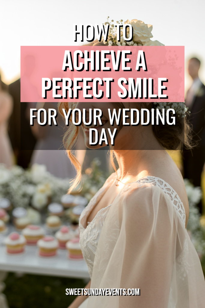 Bridal beauty tips for the perfect wedding smile amidst a serene outdoor celebration.