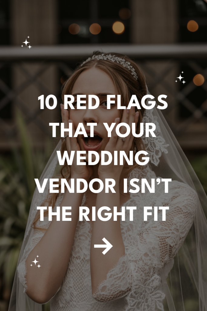 Bride highlighting red flags in wedding vendor selection for a successful planning journey.