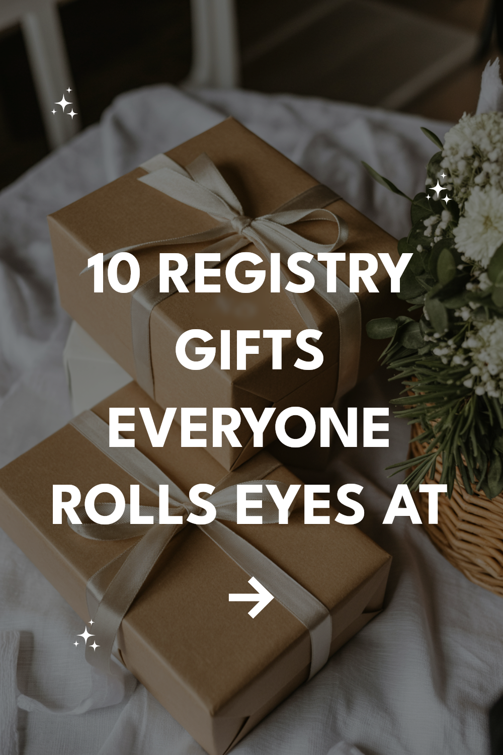 Elegant registry gifts with playful commentary, showcasing clichés that often evoke eye rolls.