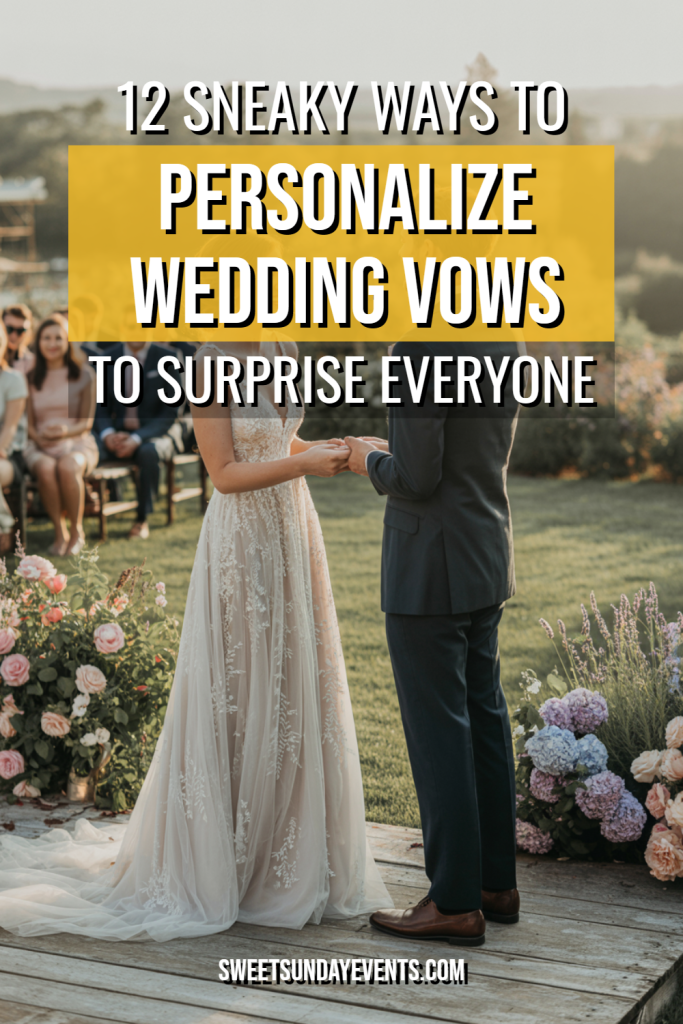 Couple exchanging vows at a picturesque outdoor wedding ceremony surrounded by lush greenery.