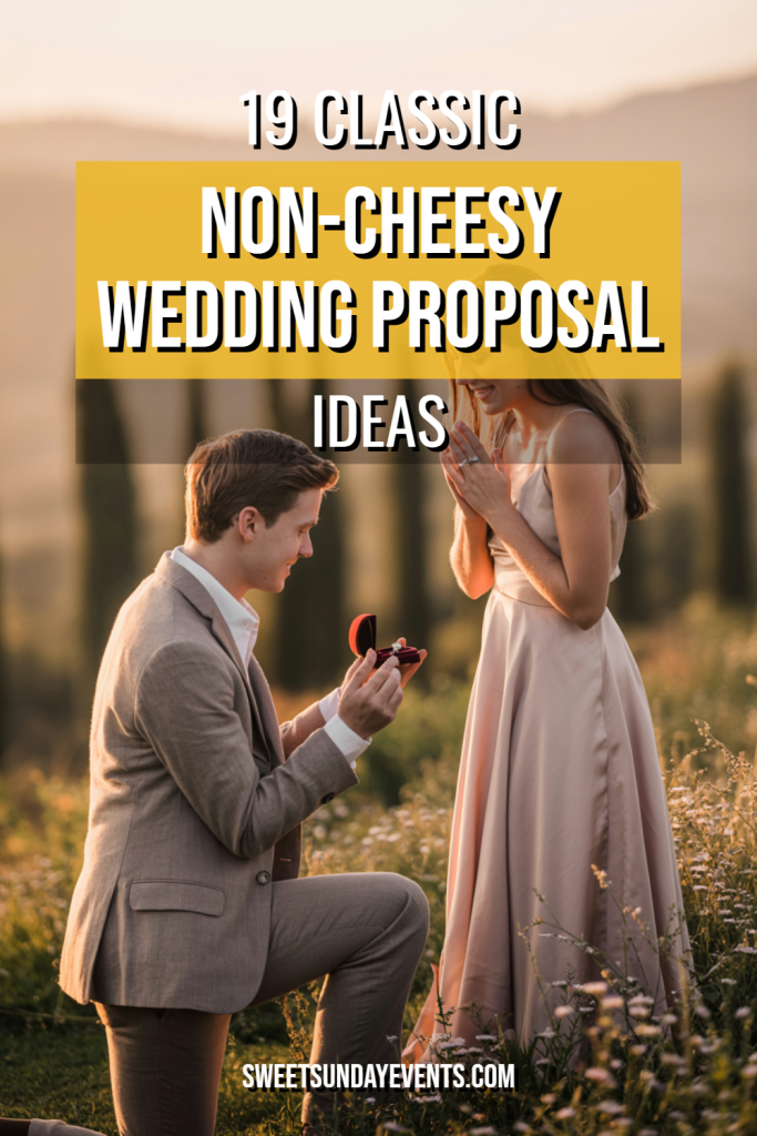 Romantic sunset wedding proposal amid picturesque scenery, capturing love and joy in the moment.