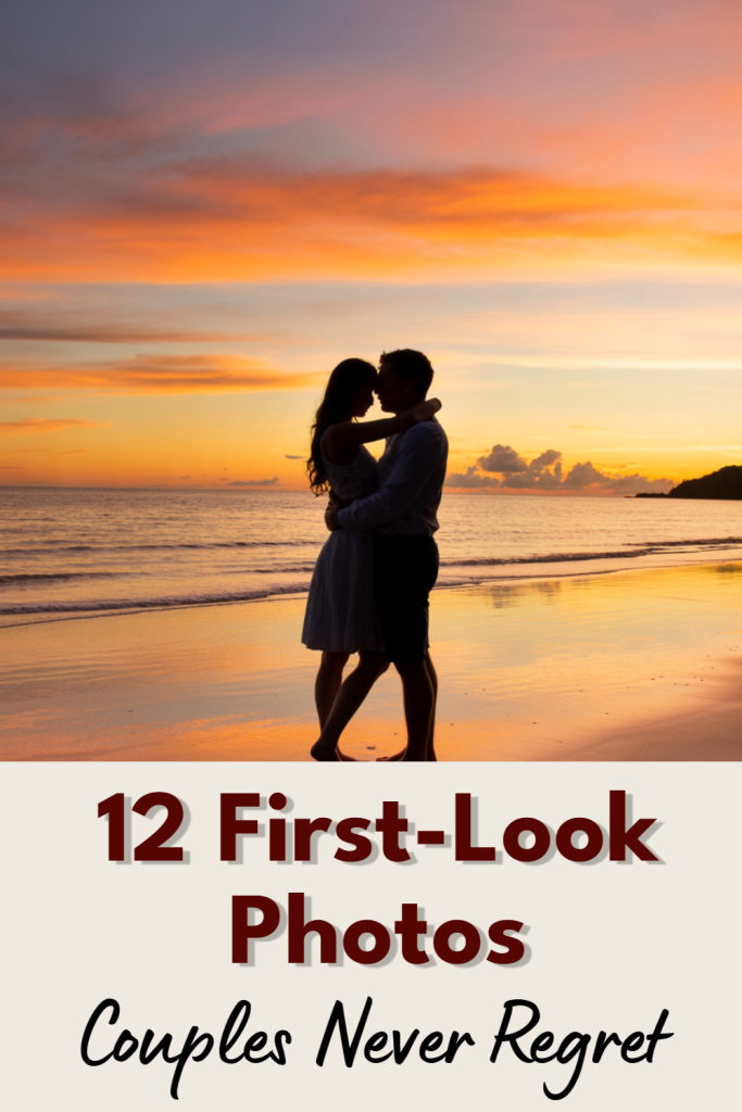 Couple embracing at sunset on the beach, capturing love and romance in a stunning silhouette.