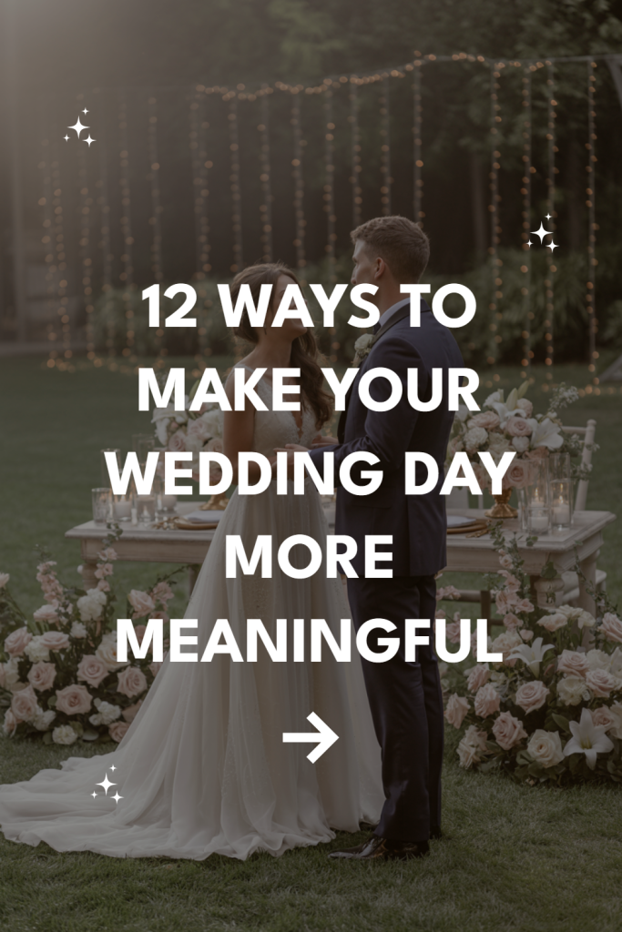 Romantic outdoor wedding scene with bride and groom, featuring beautiful floral arrangements and warm lights.