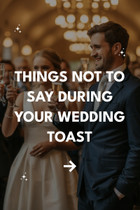 Joyful wedding toast scene with tips on etiquette for memorable speeches.