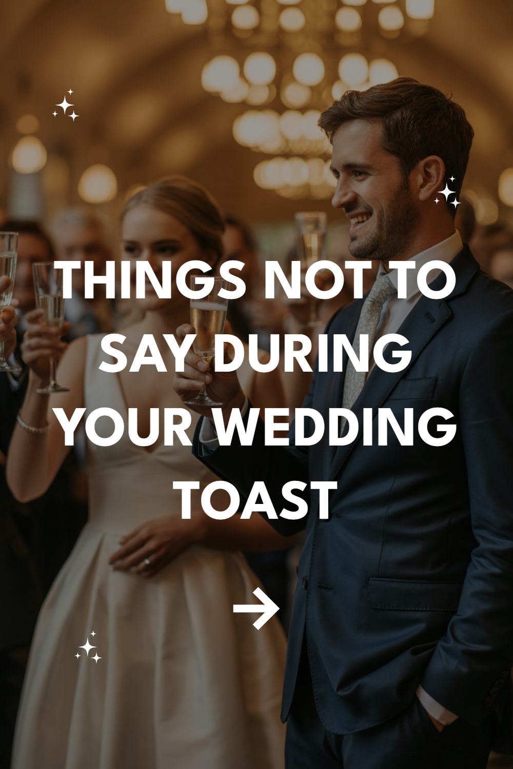 Joyful wedding toast scene with tips on etiquette for memorable speeches.