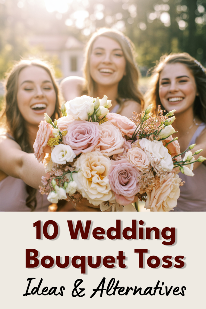 Joyful bridesmaids celebrate with a beautiful wedding bouquet, capturing the essence of love and friendship.