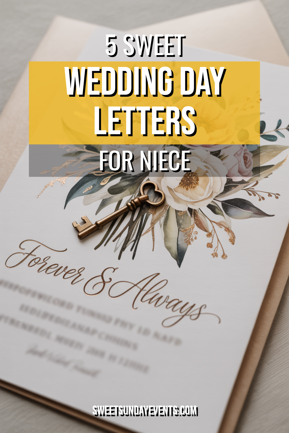 Elegant wedding card for niece featuring floral illustrations and heartfelt message of love.
