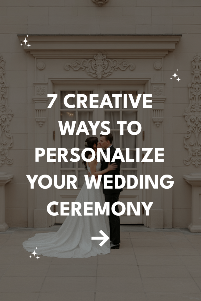 Romantic wedding couple in elegant outdoor setting; tips for personalizing your ceremony.