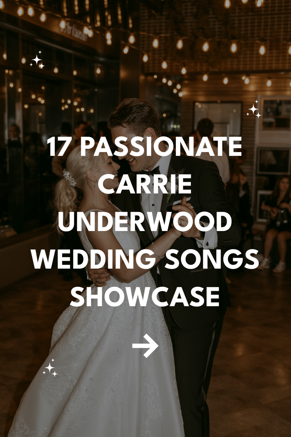 Romantic wedding dance capturing love between couple under twinkling lights in elegant celebration.