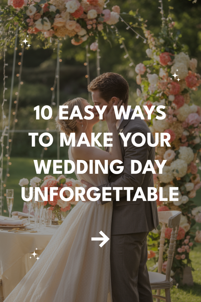 Romantic outdoor wedding kiss with elegant bride and groom surrounded by stunning floral arrangements.