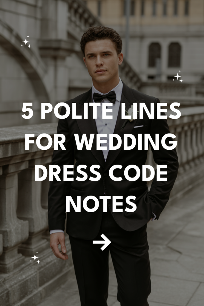Elegant man in tuxedo offers wedding dress code tips for formal attire.