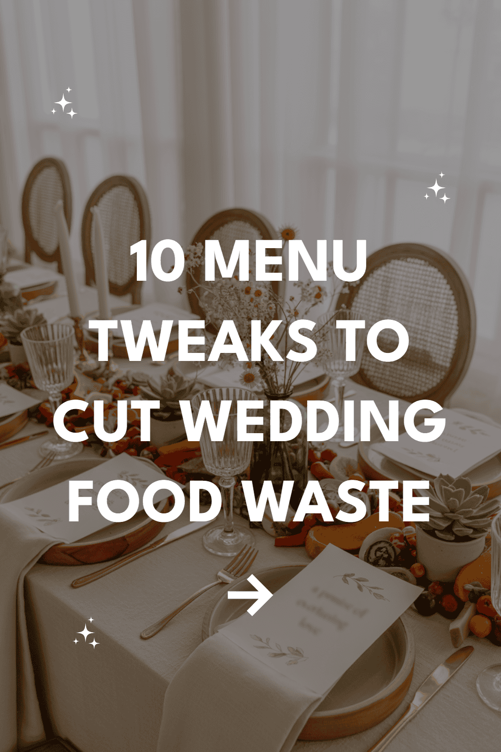 Elegant wedding table setting promoting sustainability and reducing food waste with vibrant decor.