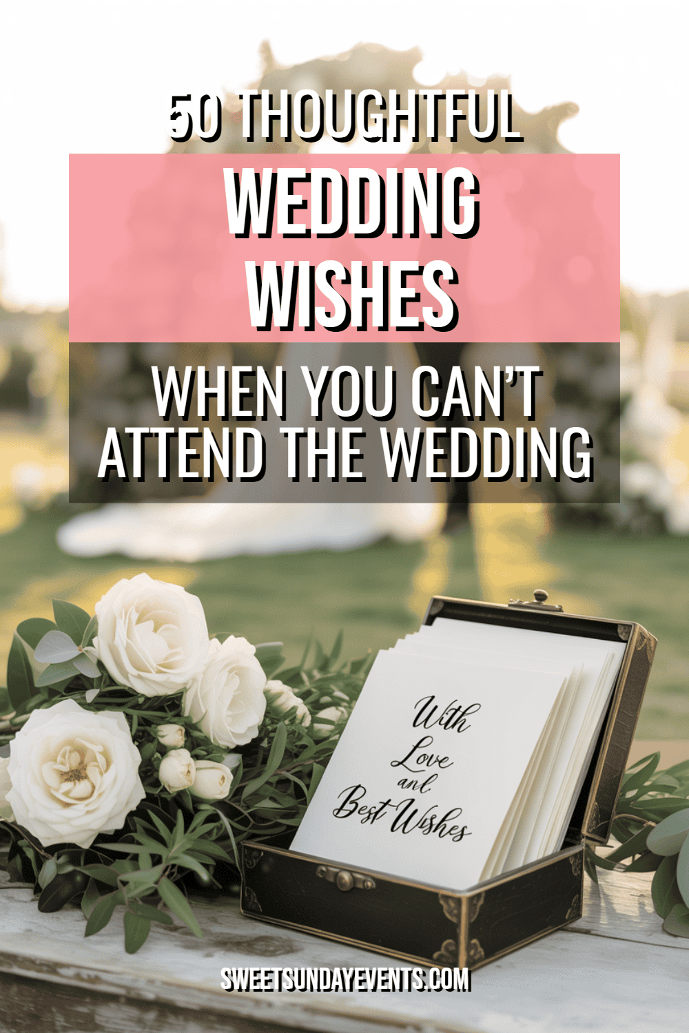 Elegant wedding setting with roses and guest message box for heartfelt wishes.