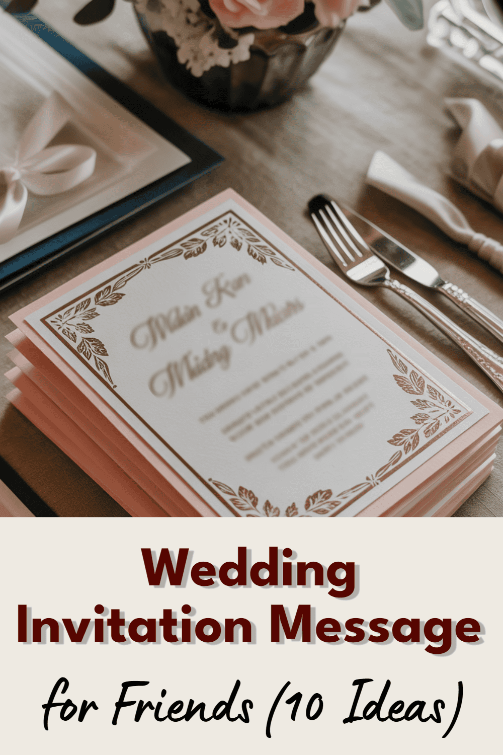 Elegant wedding invitation display with floral arrangements and refined table settings for a romantic celebration.