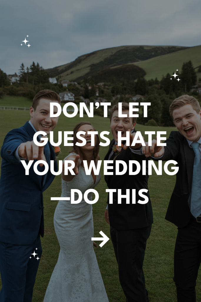 Joyful wedding guests celebrating outdoors, embracing happiness in a picturesque setting.