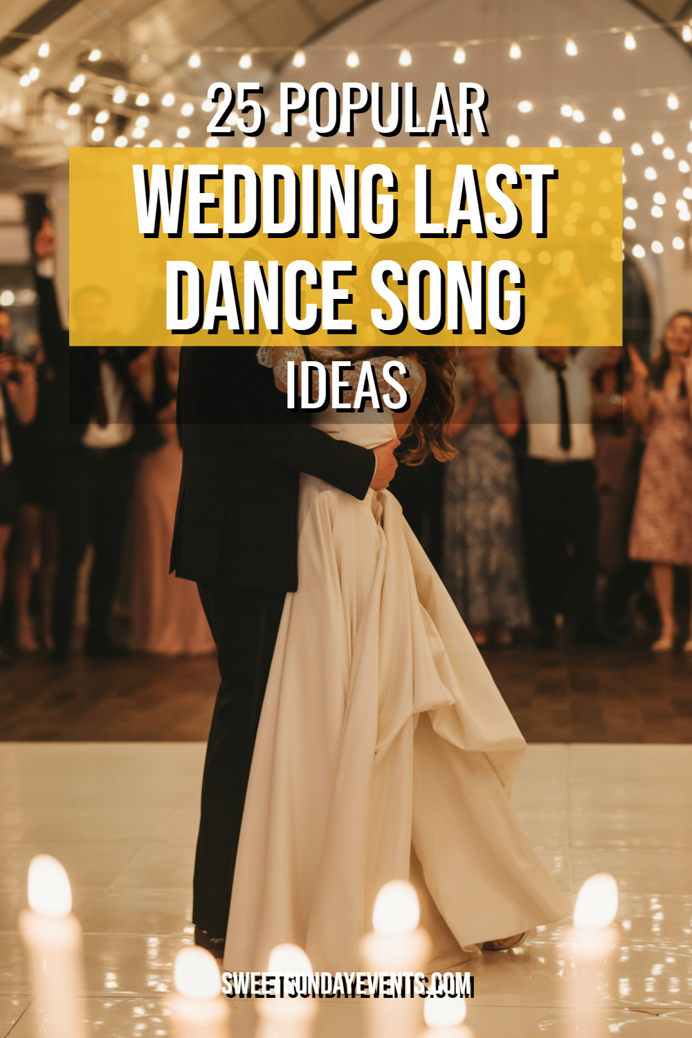Couple shares a romantic last dance at a beautifully decorated wedding celebration.