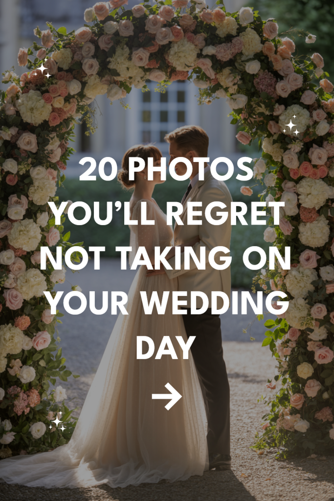 Romantic wedding couple under floral archway, highlighting essential photography moments for brides and grooms.