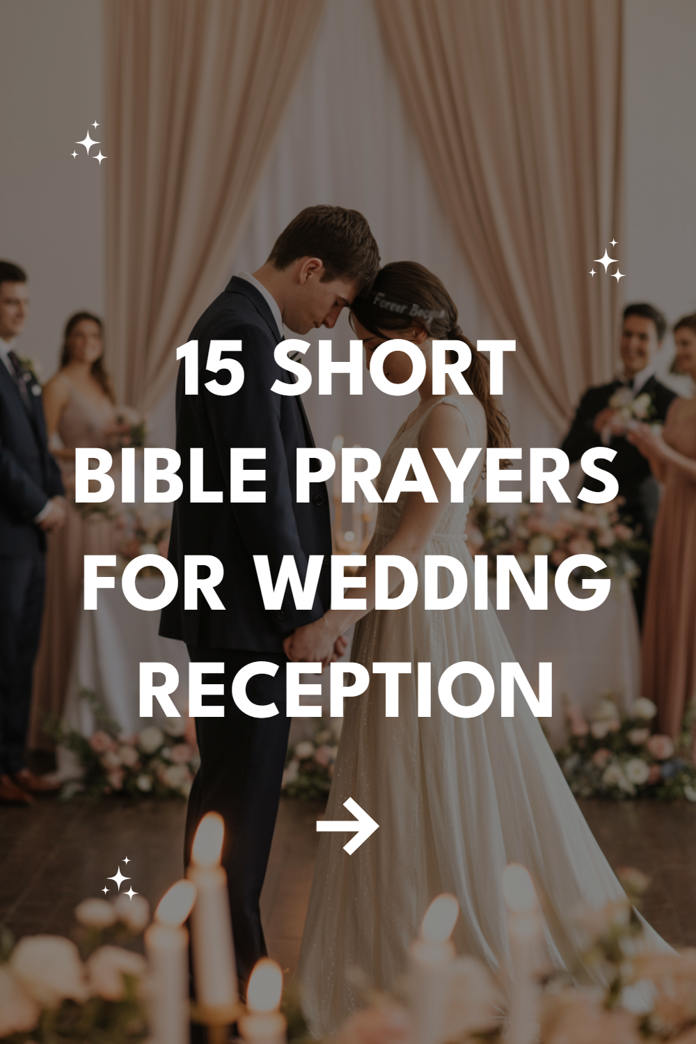 Couple exchanging vows in a romantic wedding setting, featuring floral decor and candles.