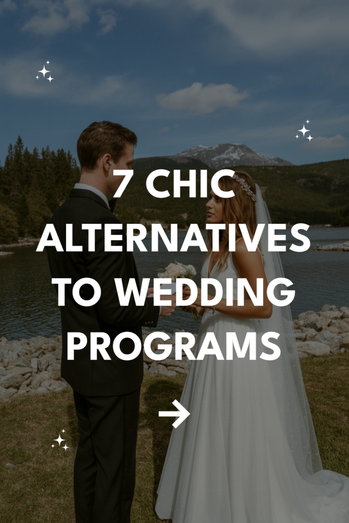 Couple exchanging vows in a serene outdoor wedding setting with lush greenery.
