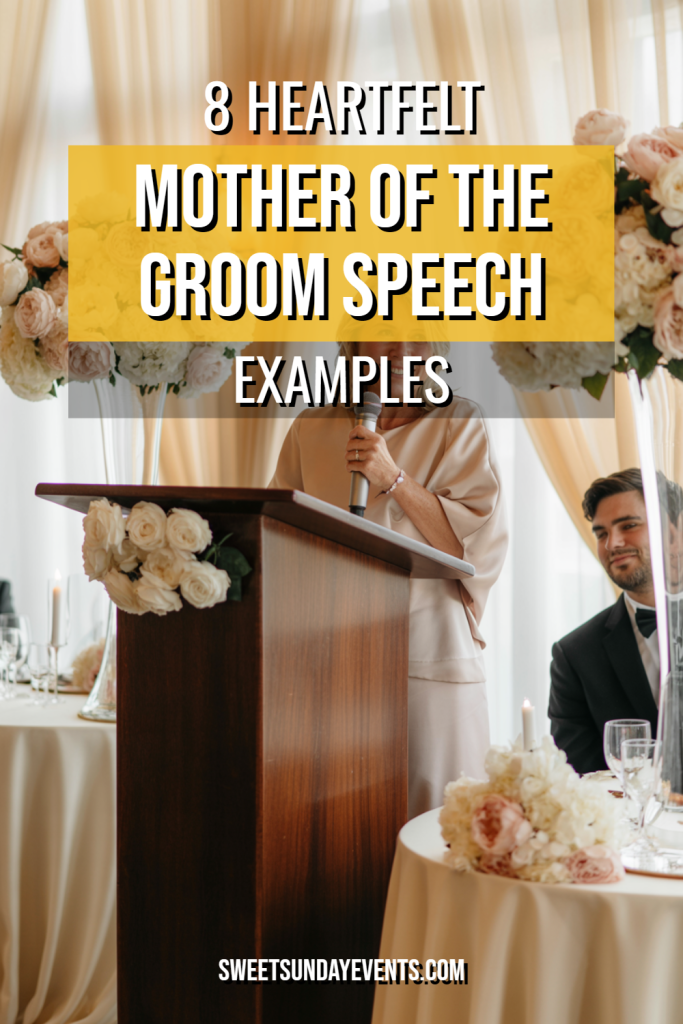 Elegant wedding reception featuring heartfelt speech by mother of the groom.