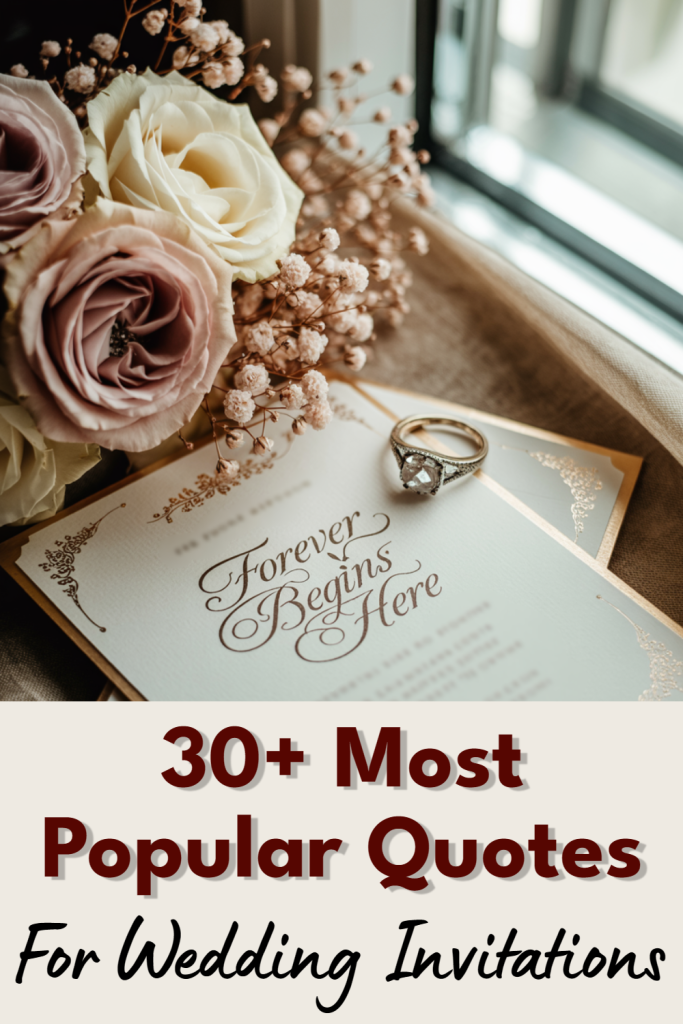 Elegant wedding bouquet, invitation, and engagement ring capture romance and celebration.