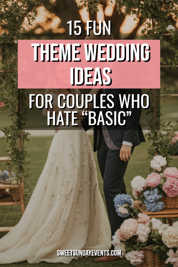 Romantic outdoor wedding with lush greenery, unique floral decor, and a stunning bride and groom.