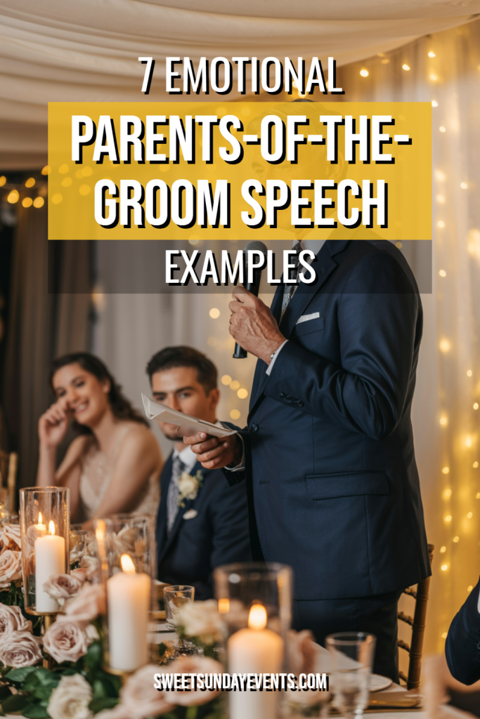 Fathers emotional speech at a wedding reception, celebrating love and family bonds.