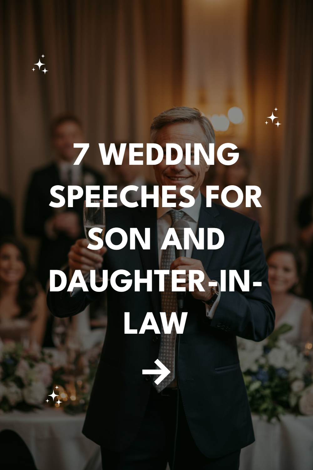 Father of the groom toasts at a wedding reception, highlighting heartfelt wedding speech moments.