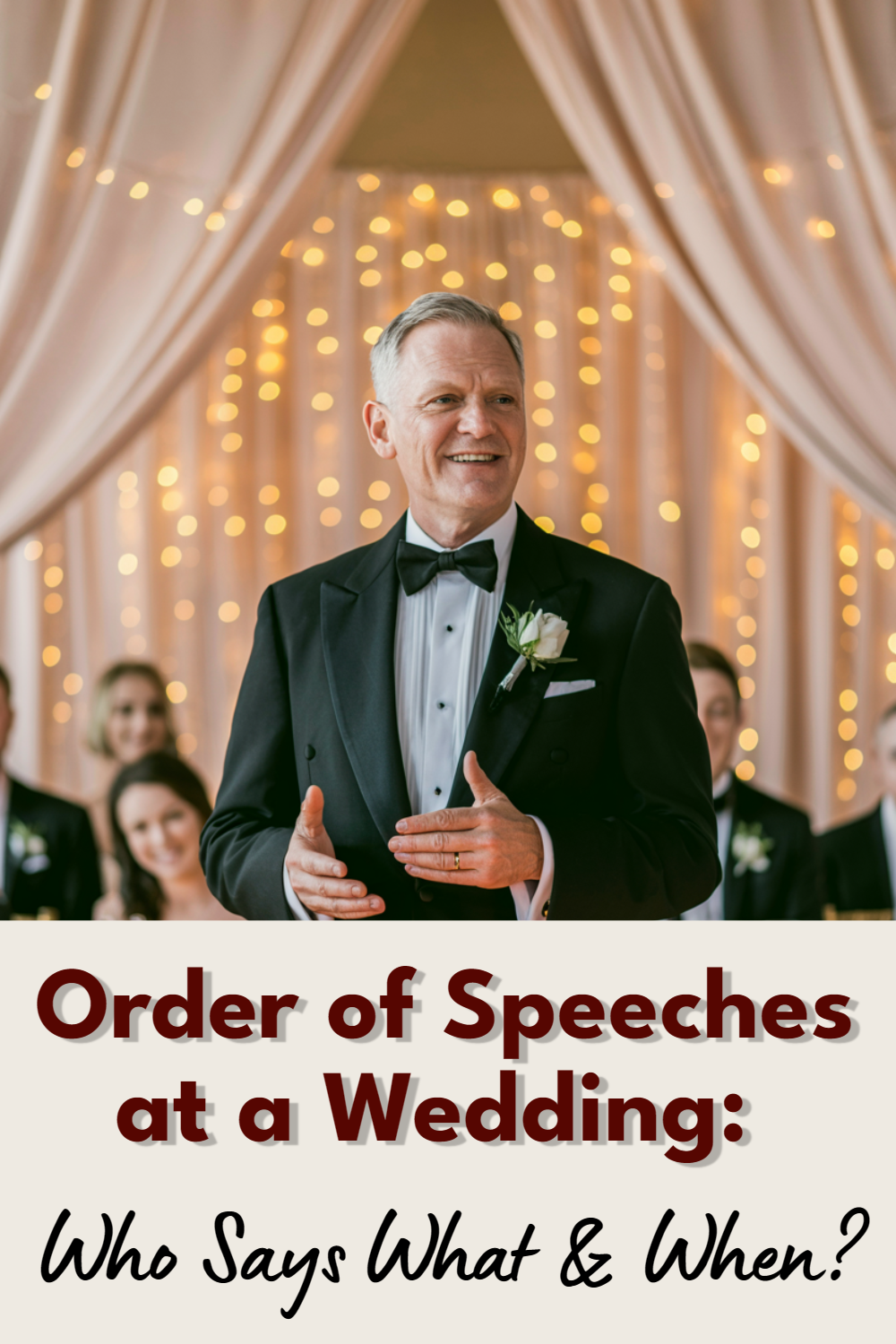 Father of the bride delivers a heartfelt wedding speech amid a romantic reception atmosphere.