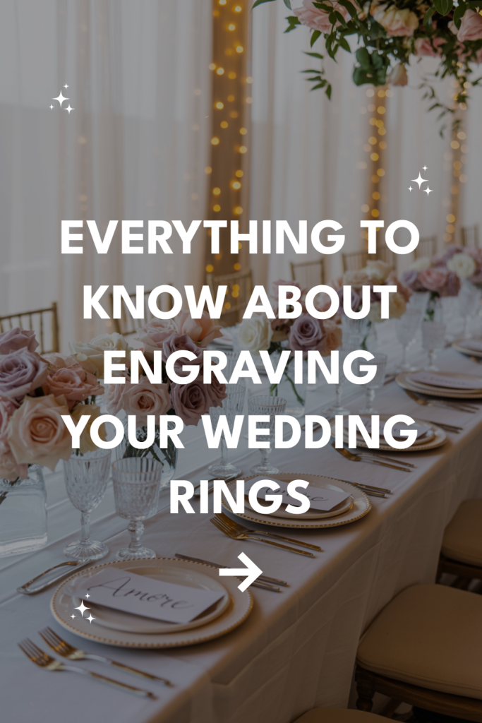 Elegant wedding table setting with floral arrangements, soft lighting, and personalized place cards.