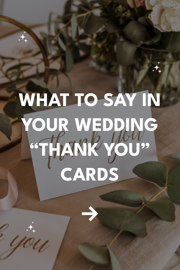 Elegant wedding thank-you card with floral arrangement and sophisticated gold lettering.