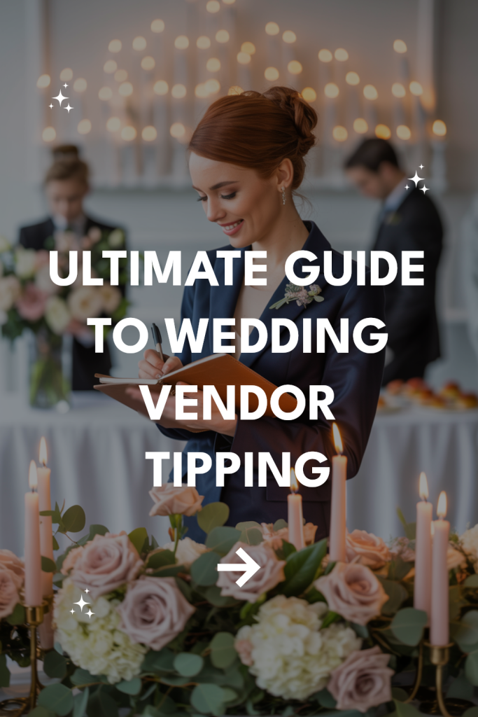 Elegant wedding setup highlighting vendor tipping tips, featuring a planner and beautiful floral decor.