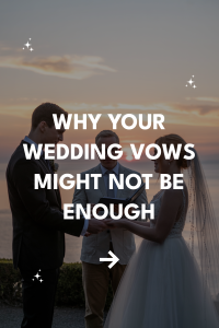 Romantic sunset wedding ceremony with vows, elegant couple, and serene lake backdrop.