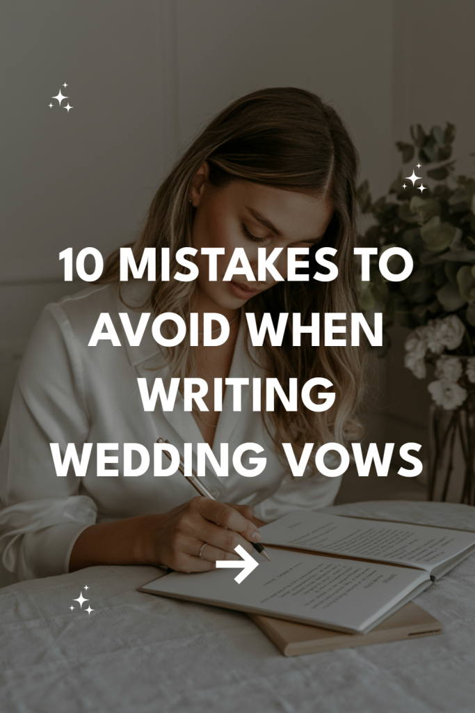 Woman writing heartfelt wedding vows with tips for avoiding common mistakes.